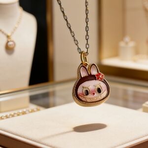 18K Gold Zimomo Pendant Necklace POP MART Collectible